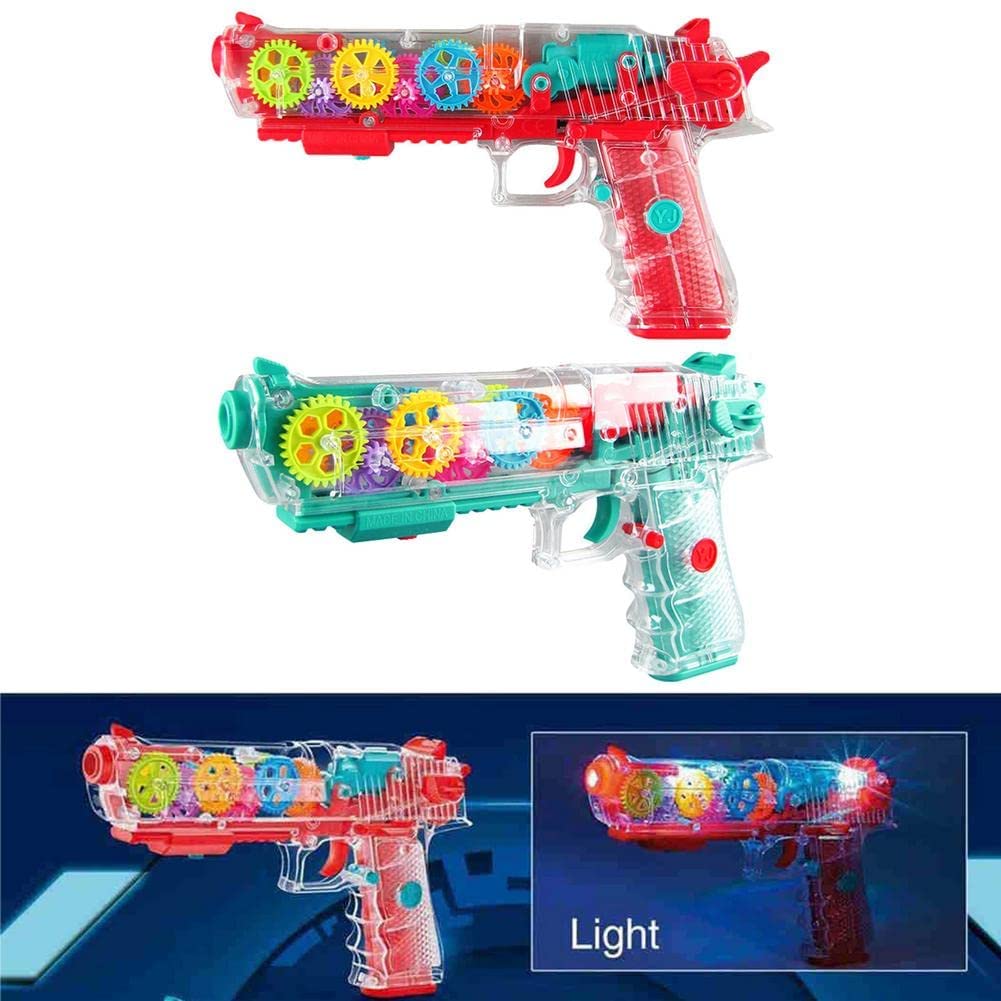 Picture of Kid Postolas De Juguete Transparent Gear Vibration GunElectric Toy Flashing Bo Funny Concept Toy  With Light And Music