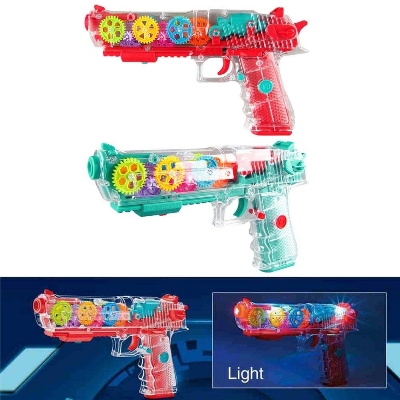 Picture of Kid Postolas De Juguete Transparent Gear Vibration GunElectric Toy Flashing Bo Funny Concept Toy  With Light And Music