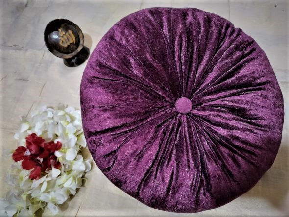 Picture of Round Cushion Velvet Fabric, desiner cushon Soft Pillow Pleated Wheel Pumpkin Seat Cushion Sofa Car Bed Chair Floor luxurious Cushions .