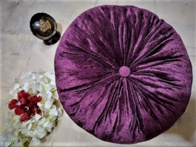 Picture of Round Cushion Velvet Fabric, desiner cushon Soft Pillow Pleated Wheel Pumpkin Seat Cushion Sofa Car Bed Chair Floor luxurious Cushions .