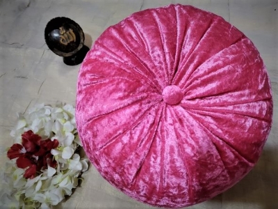 Picture of Round Cushion Velvet Fabric, desiner cushon Soft Pillow Pleated Wheel Pumpkin Seat Cushion Sofa Car Bed Chair Floor luxurious Cushions .