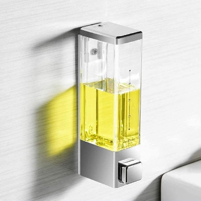 Picture of Soap Dispenser Liquid Push Button 350.Ml Bath Pump Soap Dispensers Hand Wash Soap, Lotion, Shampoo Dispenser Wall Mounted For Bathroom Kitchen Hotel Office Chrome Finished Dispenser - Brush Holder