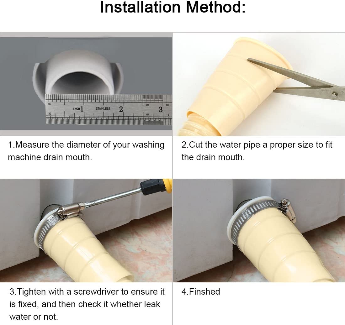 Picture of uxcell PVC Washing Machine Drain Hose Extension Kit, Universal Fit All Drain Pipe