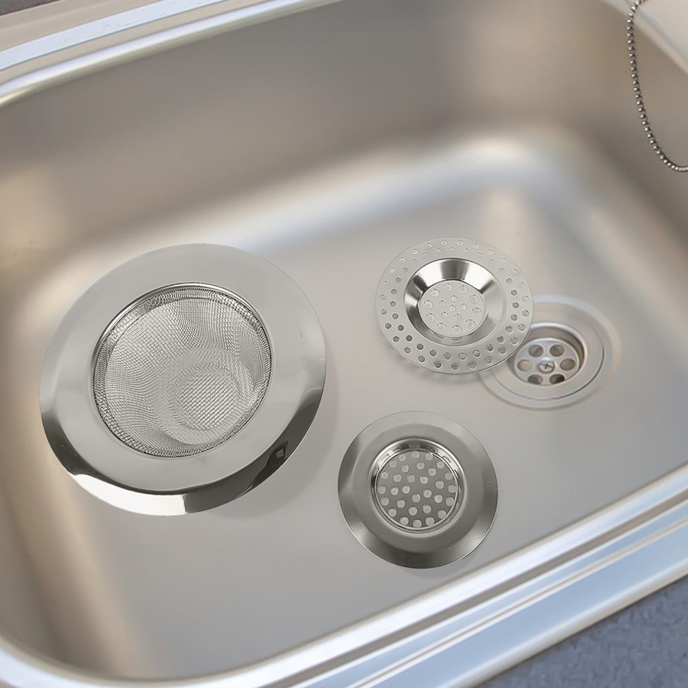Picture of 3 inch Kitchen Sink Filter Stainless Steel Mesh Sink Strainer Filter Bathroom Sink Strainer Drain Hole Filter Trap Waste Screen