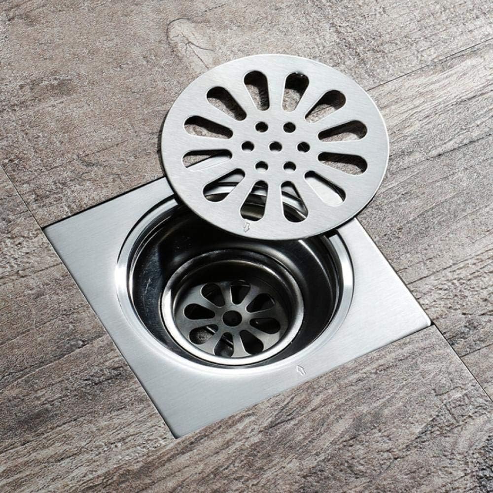 Picture of 5" Stainless Steel Square Bathroom Shower Waste Floor Drainer Grate [Heavy; Silver]