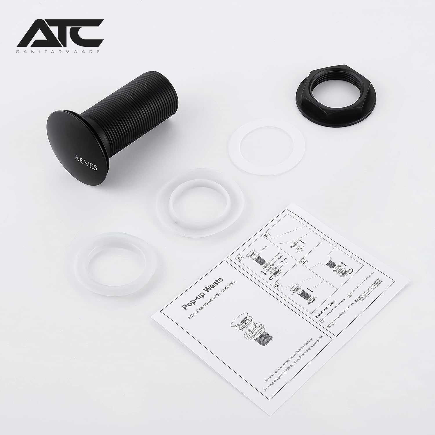 Picture of Pop Up Basin Drain, Matte Black Pop Up Sink Plug with Slots, Click Clack Spring Plug without Overflow for Sink (Black)