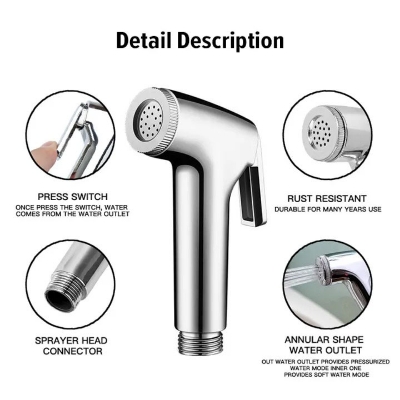 Picture of Raya Toilet Push Shower with 48 Inch SS Hose Pipe [Full Set]