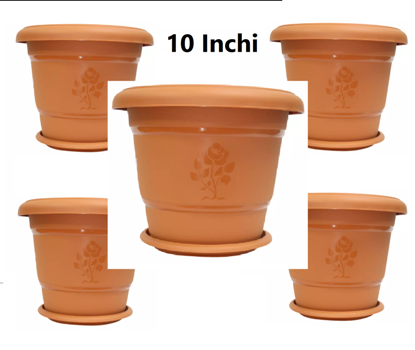 Picture of 10 inch  round  planter tub flower  with tray ( 5 pcs  )