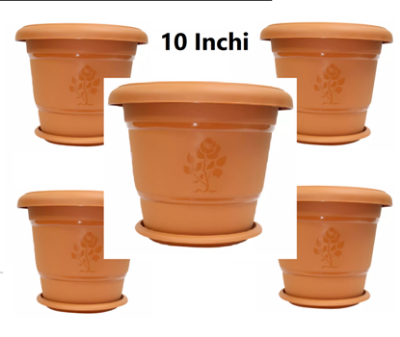 Picture of 10 inch  round  planter tub flower  with tray ( 5 pcs  )