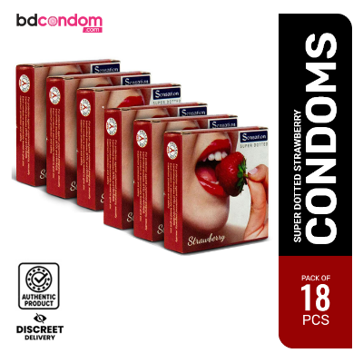 Buy Sensation Strawberry Super Dotted Condom 6x3s = 18Pcs  at Best Price in Bangladesh