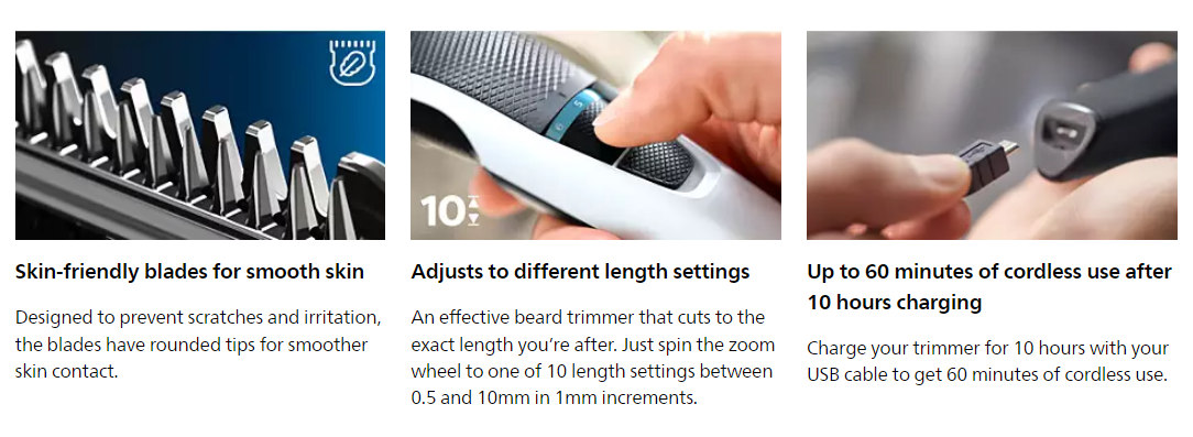Picture of Philips BT3102/15 cordless rechargeable Beard Trimmer - 10 length settings, 60 min run time