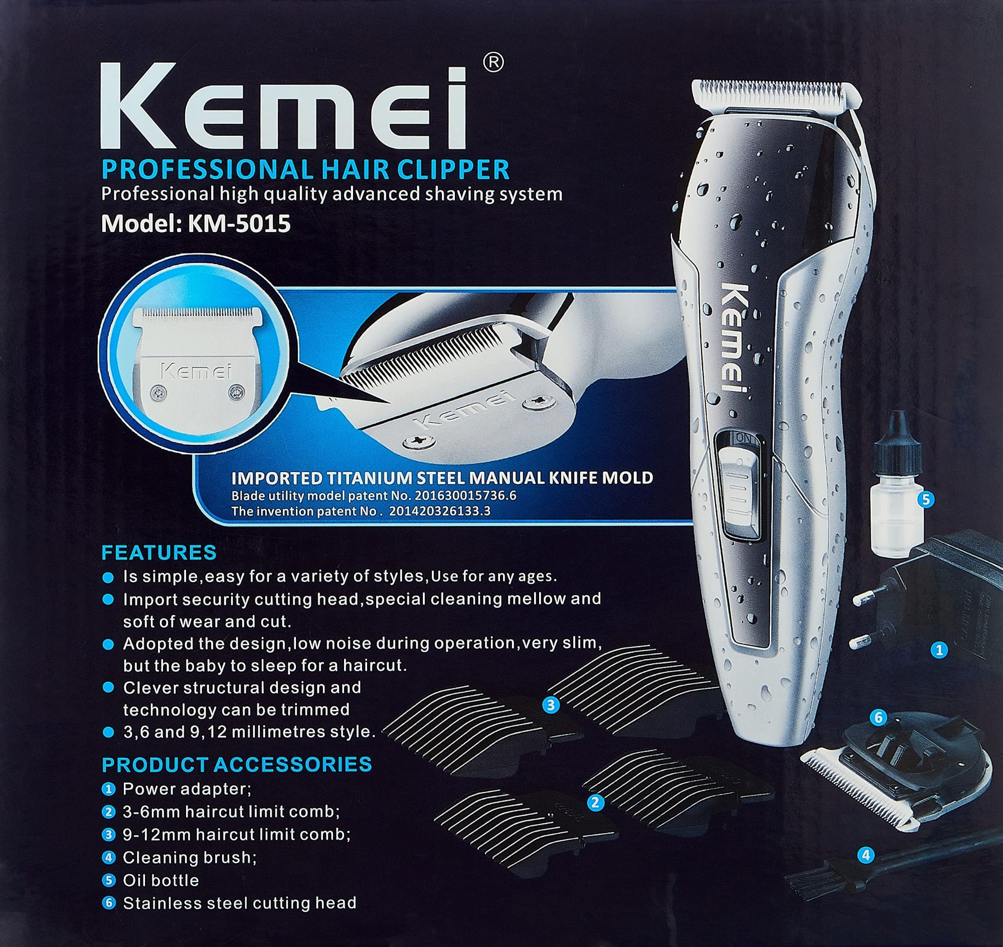 Picture of Kemei KM 5015 Beard Professional Rechargeable Hair Trimmer /Clipper/Shaver