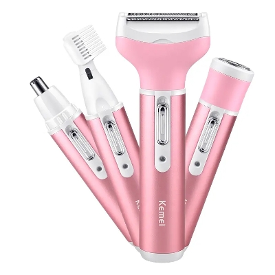 Picture of Kemei KM-6637 Multifunctional 4 in 1 Rechargeable woman body shaver Beard Eyebrow, Nose Trimmer set Female Electric shaver