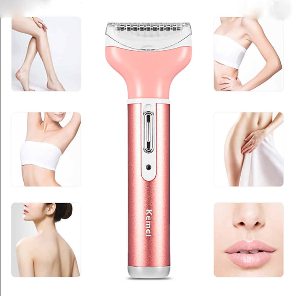 Picture of Kemei KM-6637 Multifunctional 4 in 1 Rechargeable woman body shaver Beard Eyebrow, Nose Trimmer set Female Electric shaver