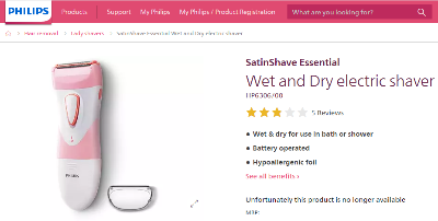 Picture of Philips HP6306/00 SatinShave Essential Wet and Dry Electric Shaver for Women