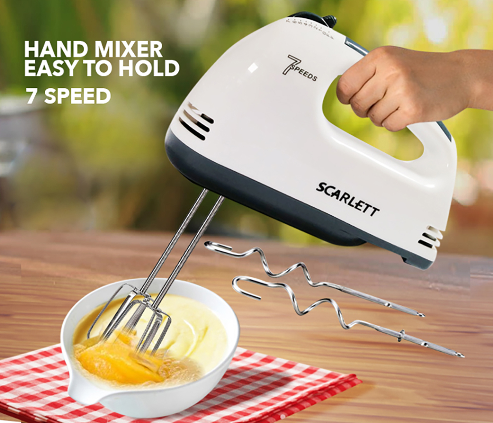 Picture of 180 W Scarlett - Electric Egg Beater and Dough Mixer for Cake Cream and Other Baking Item with 4 Stirrers
