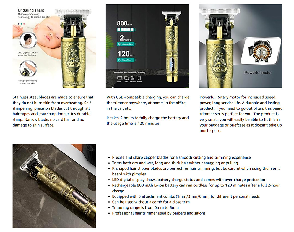 Picture of VGR V-091 Hair Clipper and Beard Trimmer with Digital Display for Men