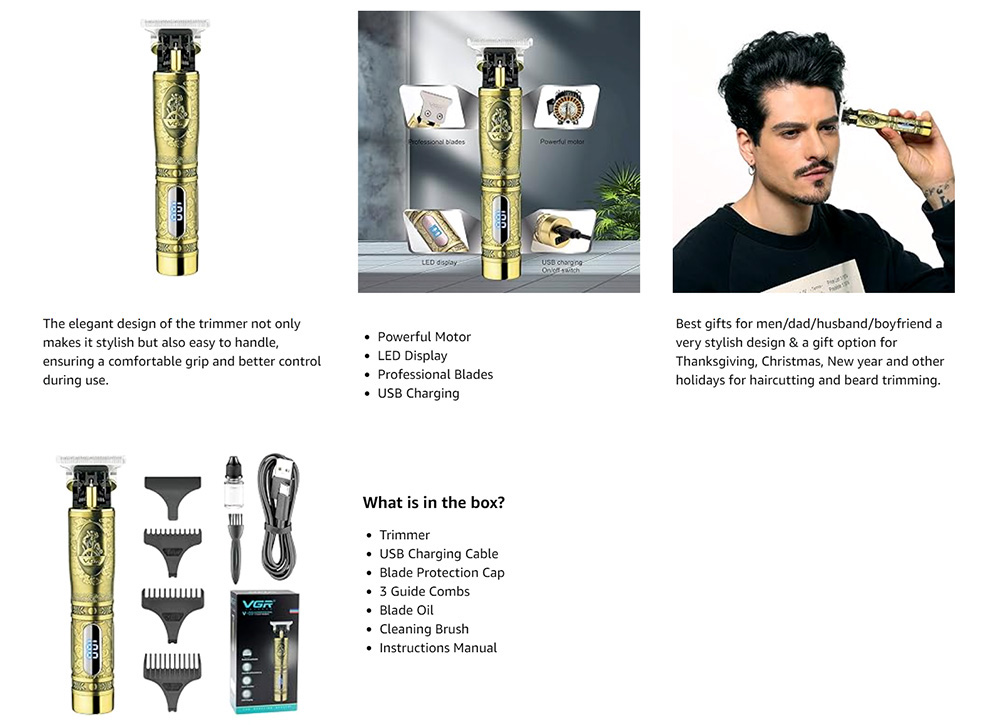 Picture of VGR V-091 Hair Clipper and Beard Trimmer with Digital Display for Men