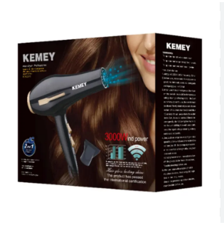Picture of Kemey-KM-2376/2378 - 3000W ( 2 in ! ) Powerful-Professional-Heavy-Duty-Hair-Dryer-for-Unisex - Black