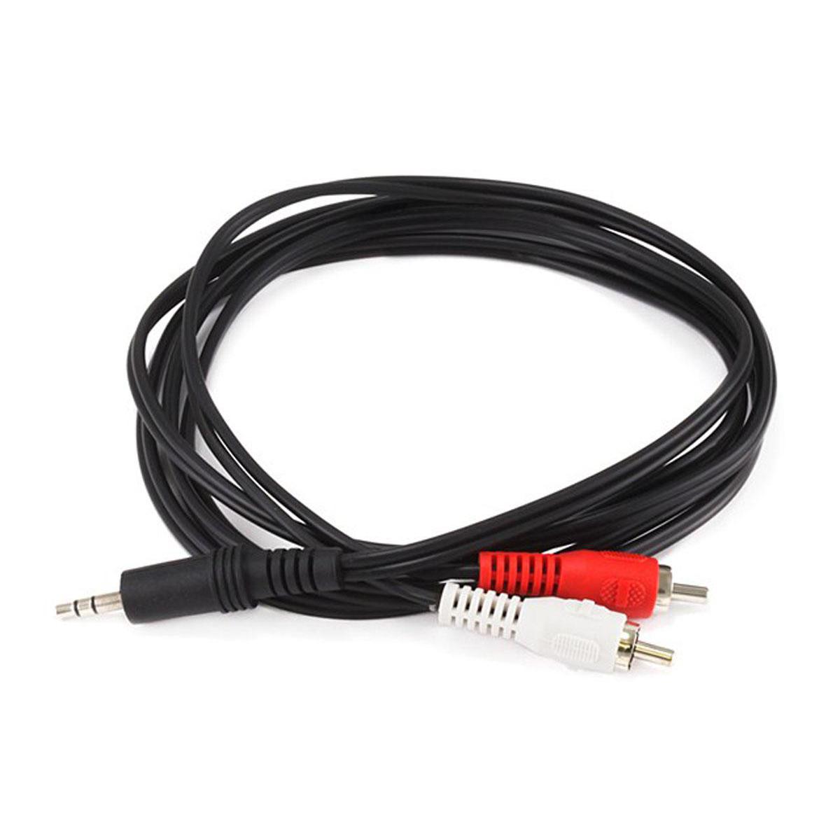 Picture of 3.5mm Stereo Plug/2 RCA Plug Cable, Black, 3.5mm to AV Cable, 1/2 Cable, Black