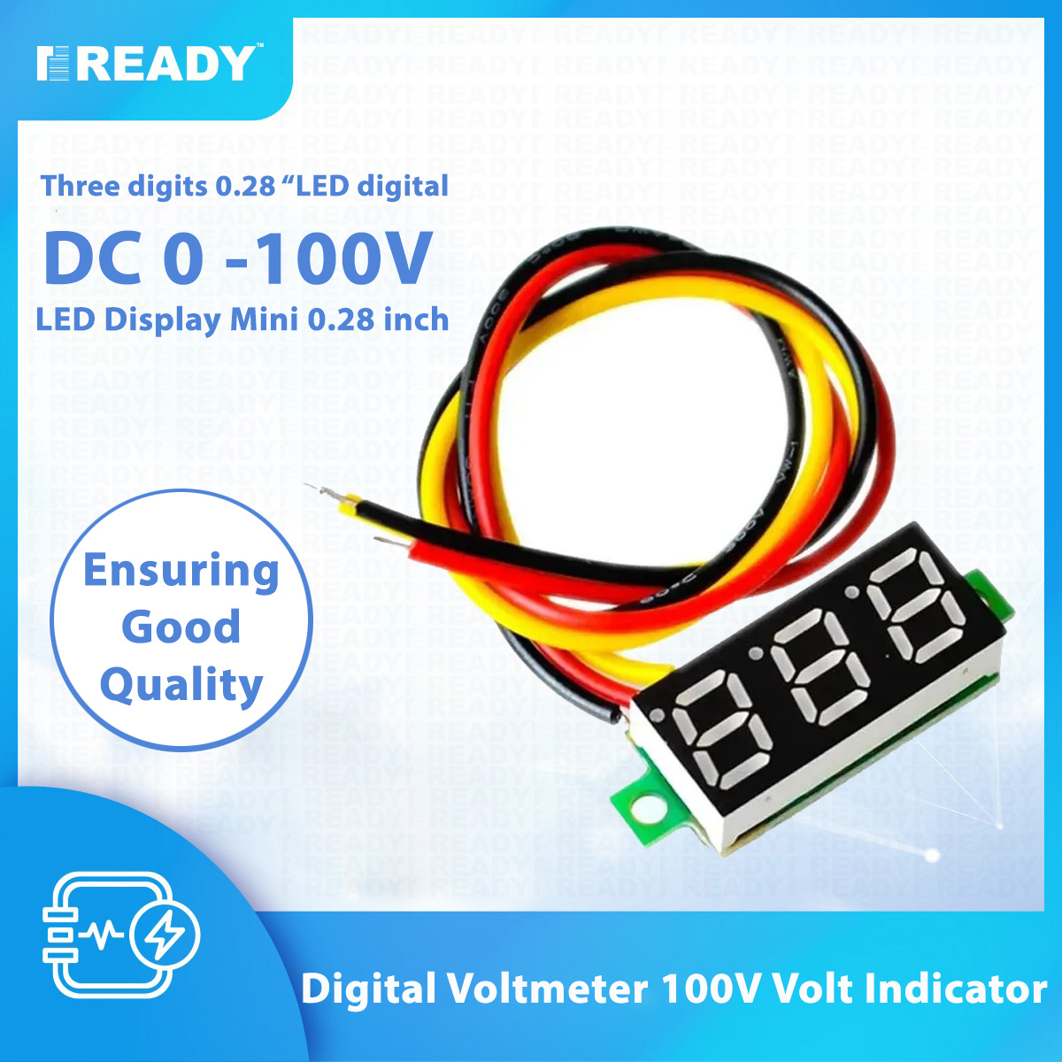 Picture of 0.28" LED DC 0-100V Red Voltmeter Digital Display Voltage VOLT METER 12V 24V