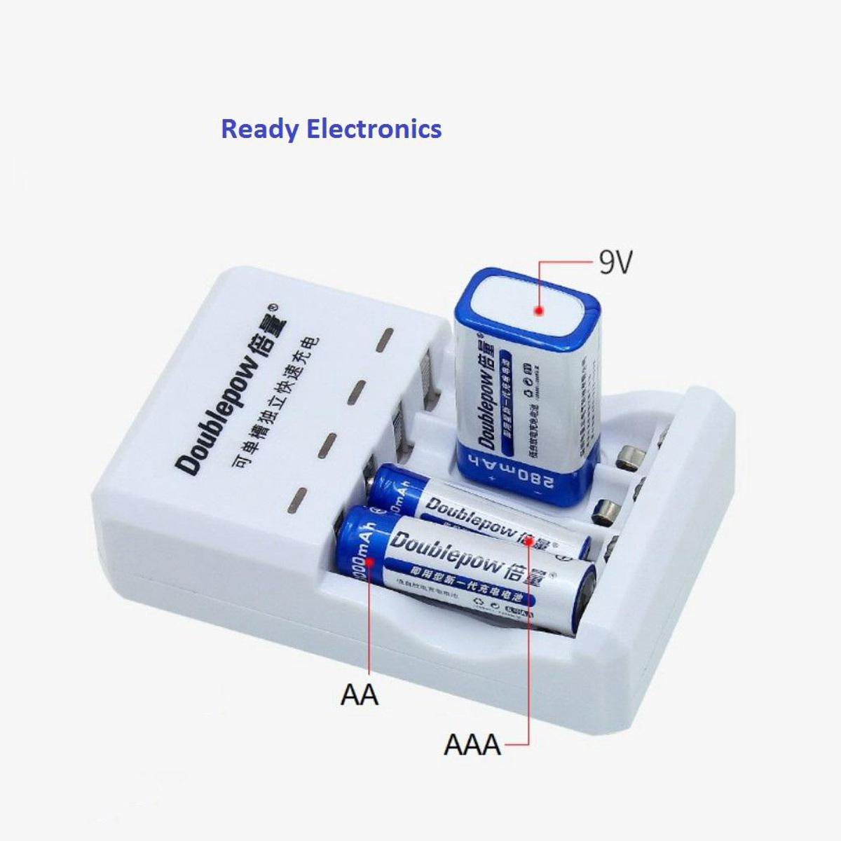 Picture of DoublePow Battery Charger: Charge AA, AAA, and 9V Batteries - Versatile Solution for Your Rechargeable Battery Needs Picture of DoublePow Battery Charger: Charge AA, AAA, and 9V Batteries - Versatile Solution for Your Rechargeable Battery Needs