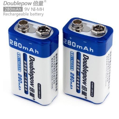Picture of 9v rechargeable battery, Doublepow 2pcs 9V Ni-MH 280mah rechargeable batter- 2pcs Picture of 9v rechargeable battery, Doublepow 2pcs 9V Ni-MH 280mah rechargeable batter- 2pcs