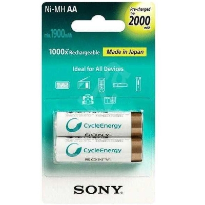 Picture of AA Sony Batteries Cycle Energy 2000 mAh Pre-Charged AA Rechargeable Batteries- 2pcs