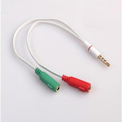 Picture of AUX 3.5mm Male Jack to Dual Female Adapter Cable Headphone Microphone Connector