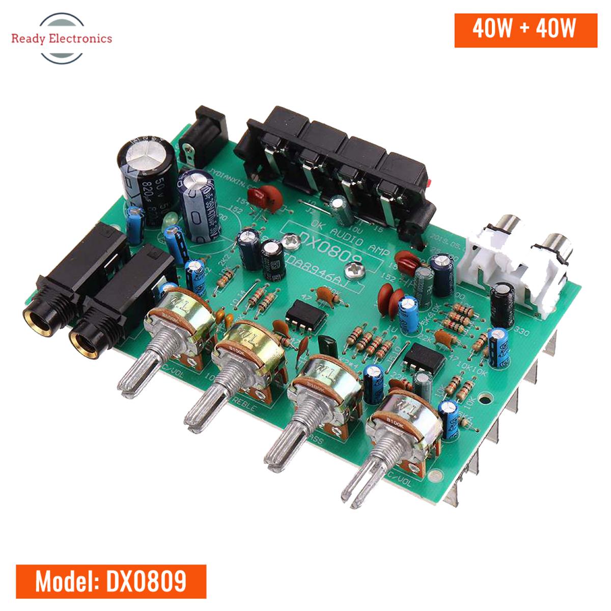 Picture of DX0809 Car Speaker Audio Amplifier Board Modified Circuit Stereo Receiver Module 40W + 40W Stereo Amplifier Board