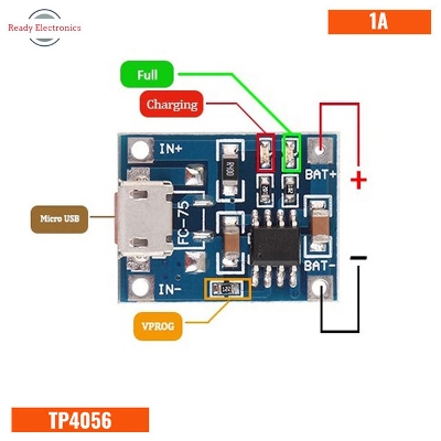 Picture of TP4056 1A Battery Charging Module-Micro B USB