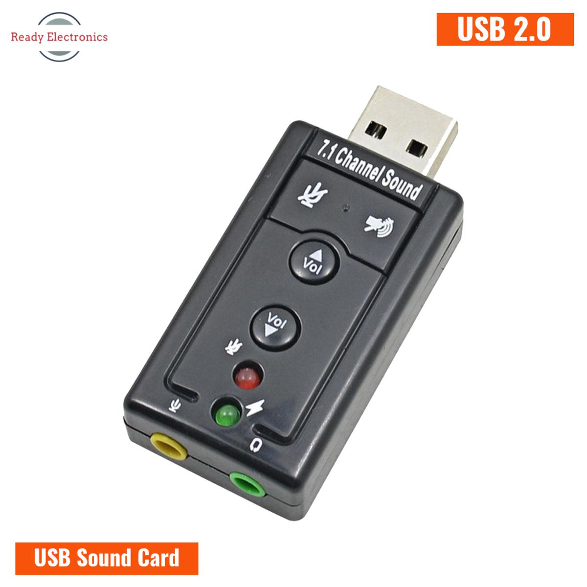 Picture of Mini USB 2.0 3D Virtual 480Mbps External 7.1 Channel Audio Sound Card Adapter- Black