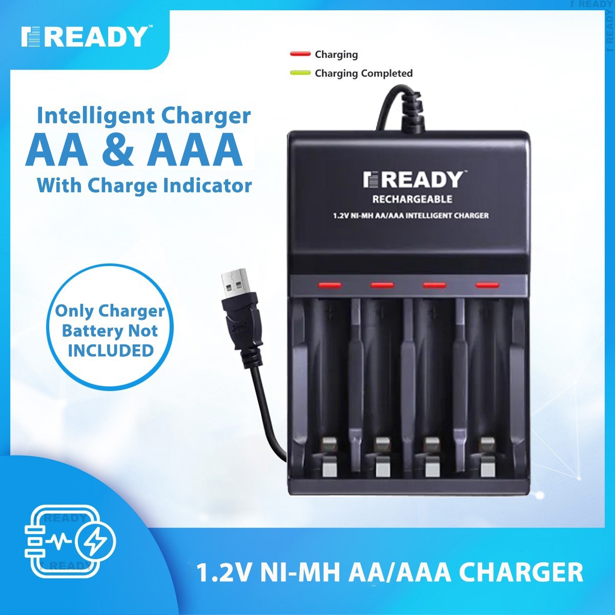 Picture of Efficient Charging Made Smart: READY RE83 4-Slot USB Intelligent Quick Battery Charger for 1.2V Size AA AAA Batteries Picture of Efficient Charging Made Smart: READY RE83 4-Slot USB Intelligent Quick Battery Charger for 1.2V Size AA AAA Batteries