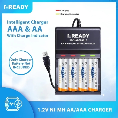 Picture of Efficient Charging Made Smart: READY RE83 4-Slot USB Intelligent Quick Battery Charger for 1.2V Size AA AAA Batteries Picture of Efficient Charging Made Smart: READY RE83 4-Slot USB Intelligent Quick Battery Charger for 1.2V Size AA AAA Batteries