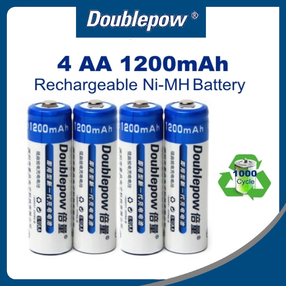 Picture of AA Battery, 4 Pcs 1.2V Rechargeable Battery, 1200mAh- DoublePow
