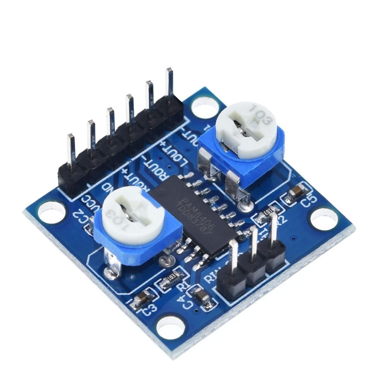 Picture of PAM8406 Digital Amplifier Board With Volume Potentiometer 5Wx2 Stereo