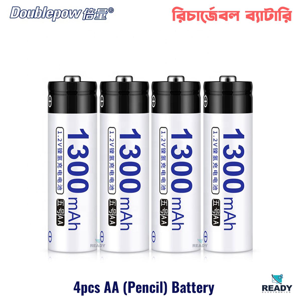 Picture of Doublepow 1300mAh Ni-MH 1.2v AA Rechargeable Battery- 4pcs Picture of Doublepow 1300mAh Ni-MH 1.2v AA Rechargeable Battery- 4pcs