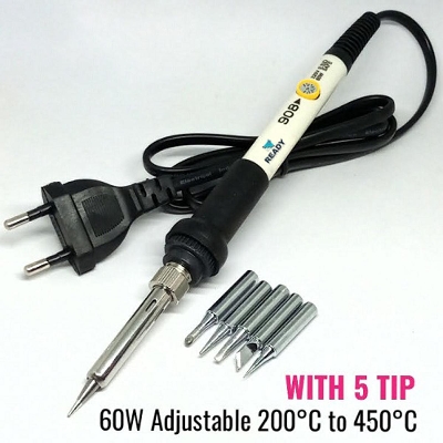 Picture of 60W Soldering Iron Adjustable 200 To 450 Degree Temperature Control Hand Tools High Insulated, 60 Watt Soldering Iron With 5Pcs Tip- 5Pcs Tip Free - Soldering Iron Picture of 60W Soldering Iron Adjustable 200 To 450 Degree Temperature Control Hand Tools High Insulated, 60 Watt Soldering Iron With 5Pcs Tip- 5Pcs Tip Free - Soldering Iron