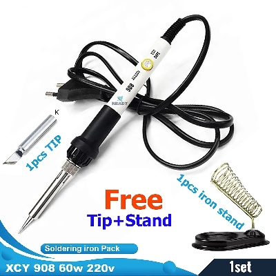 Picture of 60W Soldering Iron XCY 908 Adjustable 200-450 Temperature Control Hand tools High Insulated with Tip and iron stand Free Picture of 60W Soldering Iron XCY 908 Adjustable 200-450 Temperature Control Hand tools High Insulated with Tip and iron stand Free