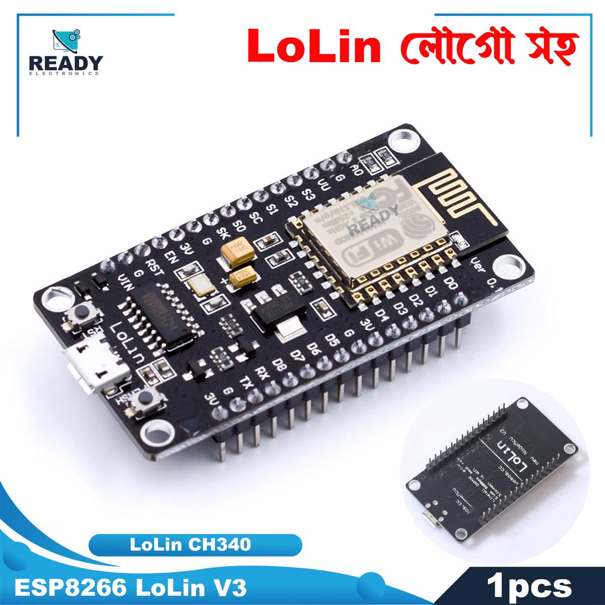 Picture of ESP8266 LoLin V3 based Wireless module CH340 CH340G NodeMcu LoLin V3 V3 WIFI Internet of Things development board replace Arduino Uno R3 Arduino Mega