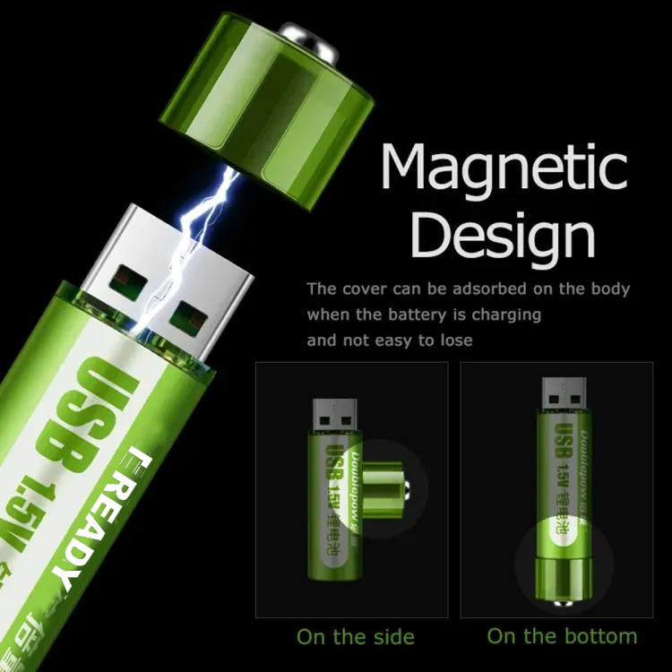 Picture of READY AA 1800mWh 1.5V USB Rechargeable Lithium-Ion Batteries - CE, ROHS, and PSE certified for safety and quality