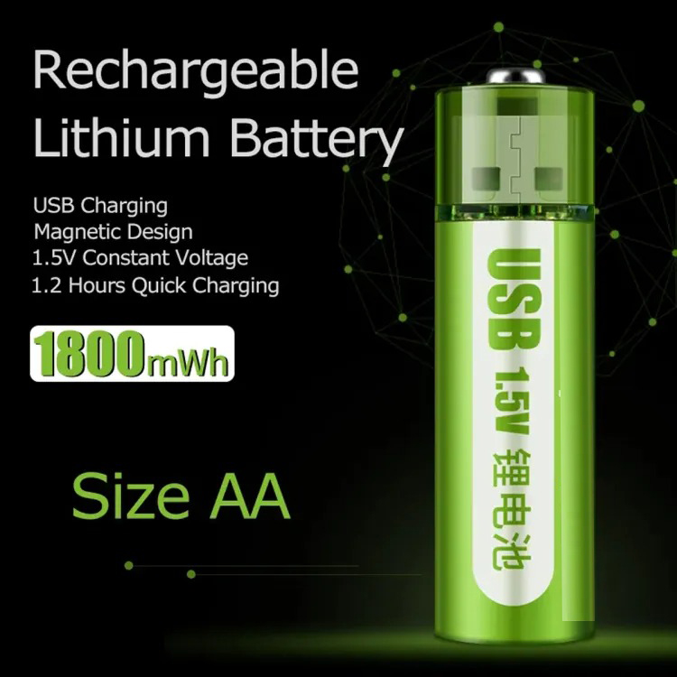 Picture of READY AA 1800mWh 1.5V USB Rechargeable Lithium-Ion Batteries - CE, ROHS, and PSE certified for safety and quality