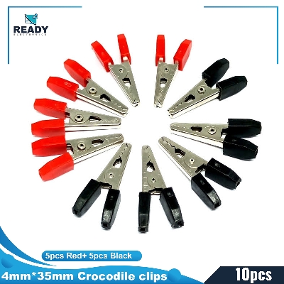 Picture of 10pcs- Crocodile clips Alligator clips for Electronics work Red and Black - Material: Metal Size:4x35mm Durable and Stable Picture of 10pcs- Crocodile clips Alligator clips for Electronics work Red and Black - Material: Metal Size:4x35mm Durable and Stable