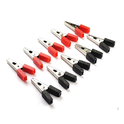 Picture of 10pcs- Crocodile clips Alligator clips for Electronics work Red and Black - Material: Metal Size:4x35mm Durable and Stable Picture of 10pcs- Crocodile clips Alligator clips for Electronics work Red and Black - Material: Metal Size:4x35mm Durable and Stable