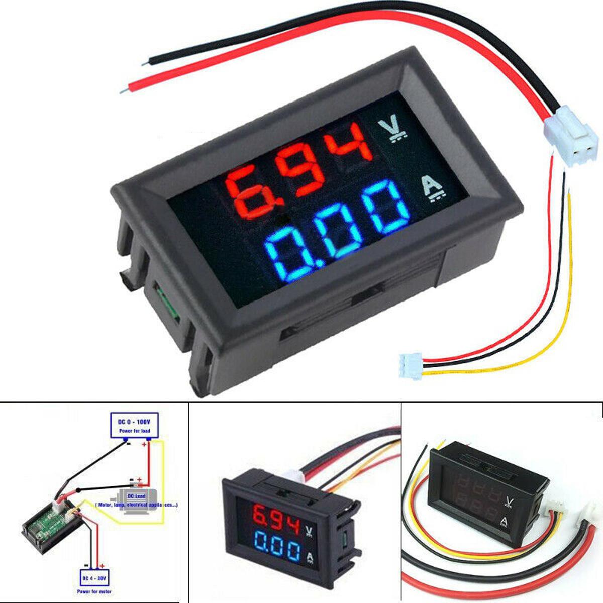 Picture of DC 100V 10A Voltmeter Ammeter LED Digital Gauge Dual Voltage Current Meter