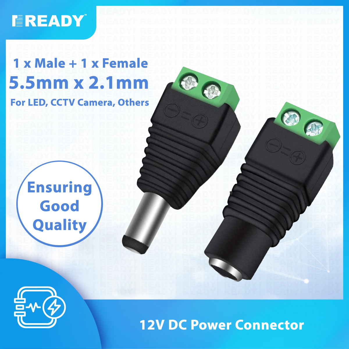 Picture of 12V DC Power Connector 5.5mm x 2.1mm, CENTROPOWER (1 x Male + 1 x Female) Power Jack Adapter for Led Strip CCTV Security Camera Cable Wire Ends Plug Barrel Adapter Picture of 12V DC Power Connector 5.5mm x 2.1mm, CENTROPOWER (1 x Male + 1 x Female) Power Jack Adapter for Led Strip CCTV Security Camera Cable Wire Ends Plug Barrel Adapter