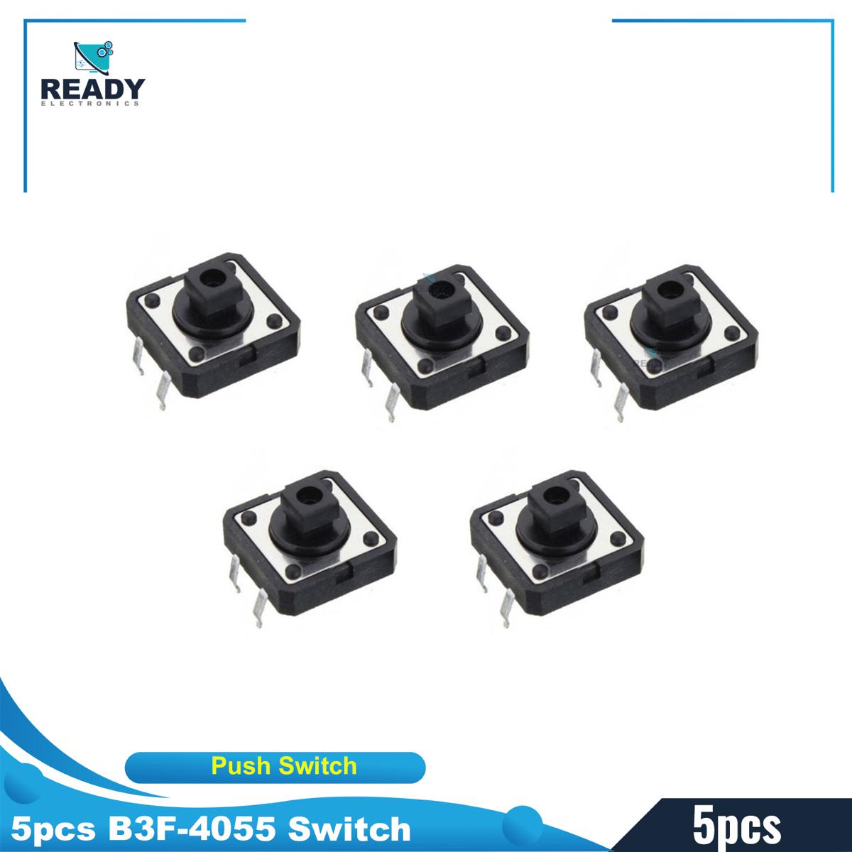 Picture of 5pcs Switches B3F-4055 Square Head Momentary Push Button Switch 12x12x7.3mm 4P 4Pin On Off Panel Momentary Tactile Tact Push Button Switch Self Reset DIP Push Switches