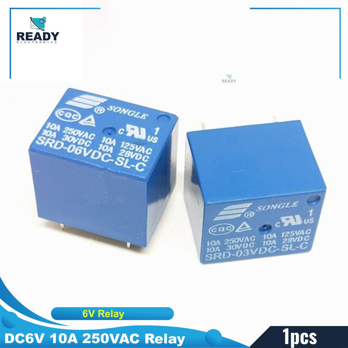 Picture of 6V Relay DC-6V DC6V 10A 250VAC 5 Pin Coil SPDT Power Relays SRD-06VDC-SL-C PCB Mount Auto Universal Power Relay Switch
