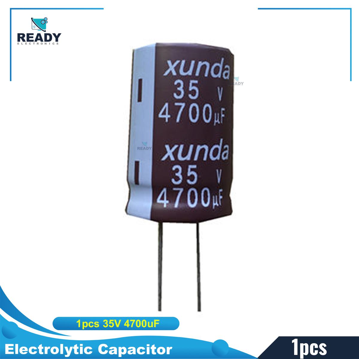 Picture of 1pcs 4700uF 35V RADIAL Electrolytic Capacitor 4700uF 35V Radial Polarized Aluminum Electrolytic Capacitors 2 Pin Leads Connections Leg