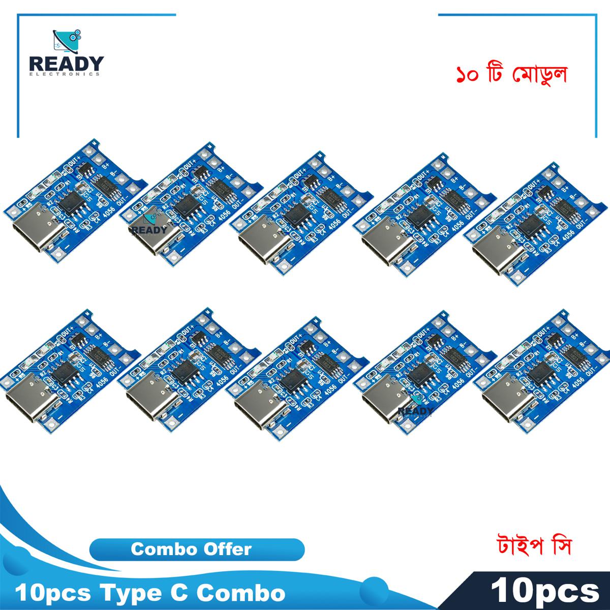 Picture of 10pcs Type-c USB 5V 1A 18650 Lithium Battery Charger Module Charging Board with Dual Protection Functions Picture of 10pcs Type-c USB 5V 1A 18650 Lithium Battery Charger Module Charging Board with Dual Protection Functions